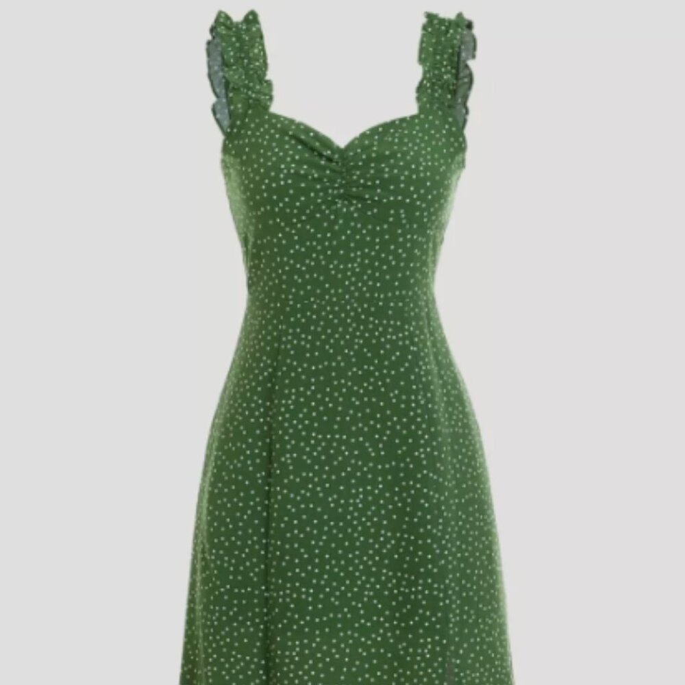 Rihoas Green and white polka dot dress Size Medium